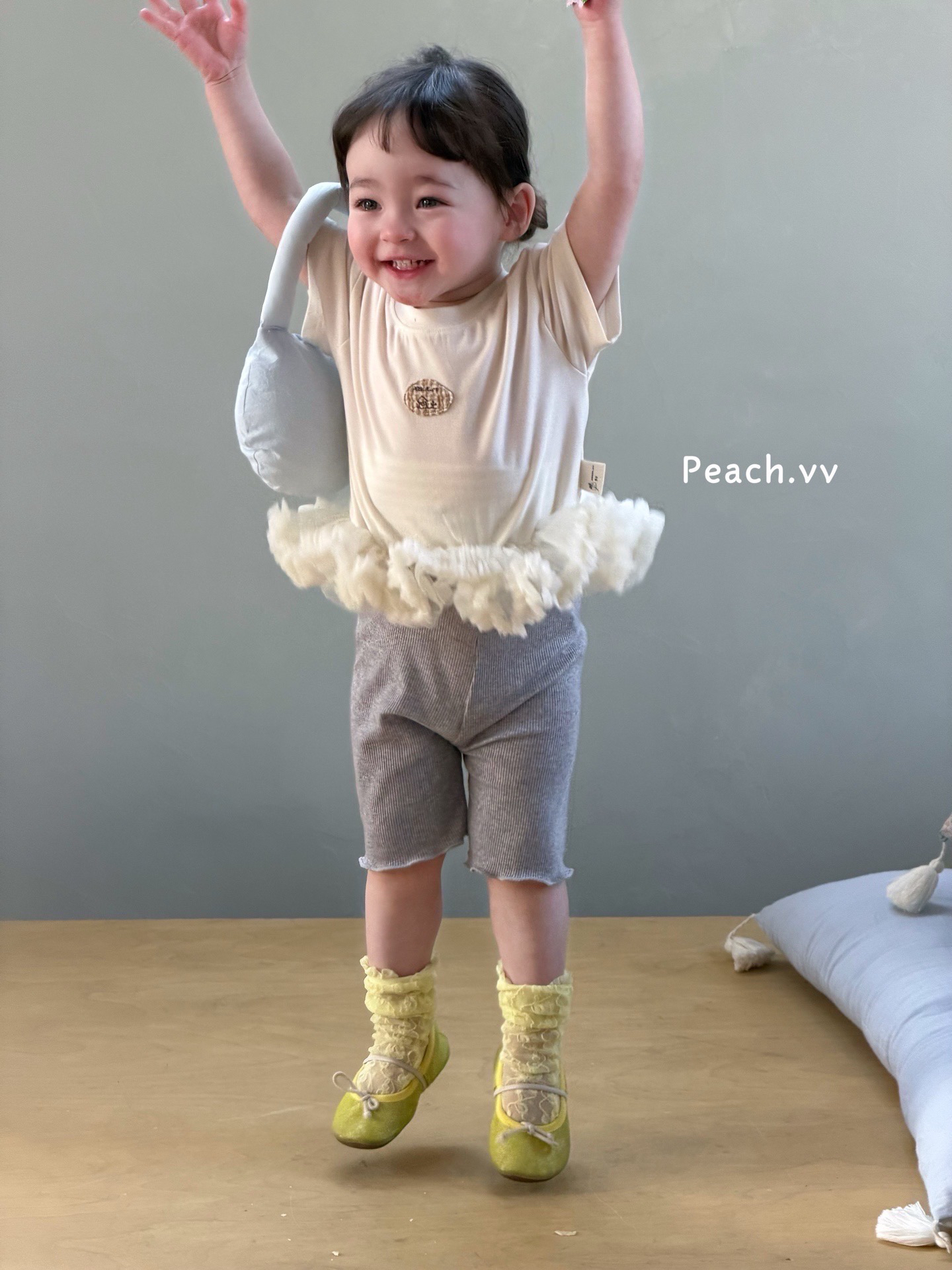 legging thun mỏng xám peach