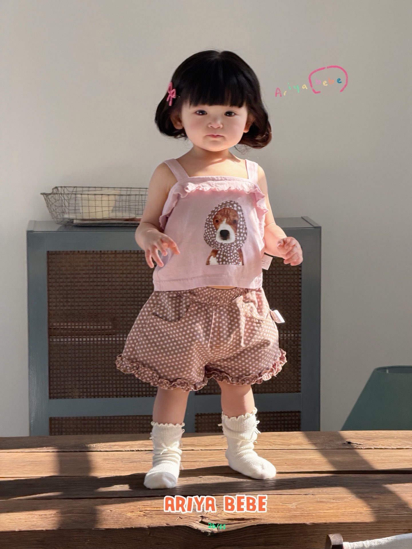 set áo dây tím + sooc chấm bi ariya