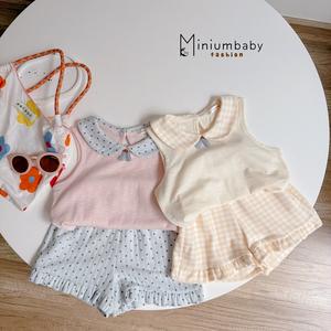 Bộ sát nách quần đùi bé gái có cổ