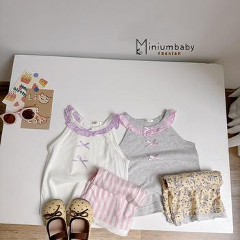 Bộ không tay quần lỡ bé gái không cổ