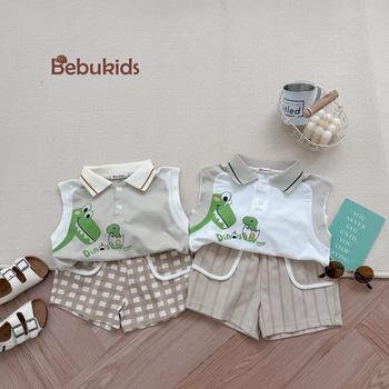 Bộ không tay quần đùi bé trai có cổ