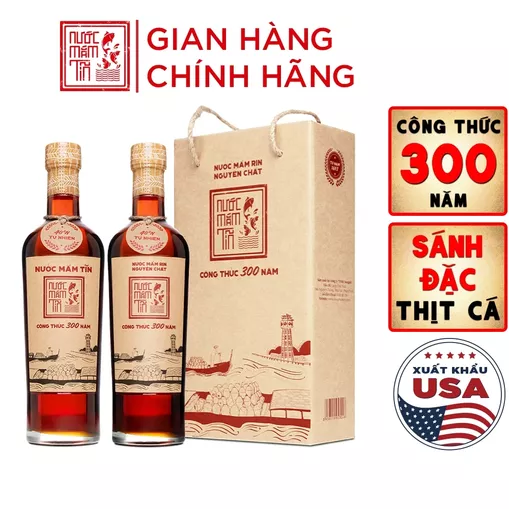 Product image - Cặp 2 Chai - Nước Mắm Tĩn Nhãn Đỏ Độ Đạm 40N Chai Thủy Tinh 500ml
