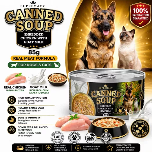 Product image - Canned Soup Shredded Chicken with Goat Milk for Dogs and Cats