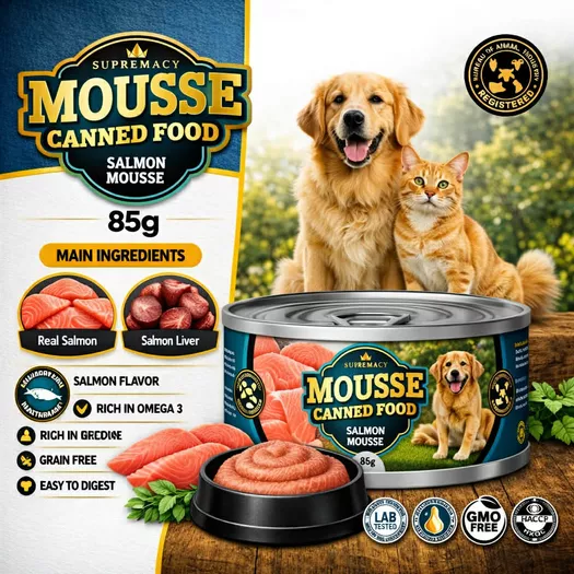 Product image - Mousse Canned Food Salmon for Dogs and Cats