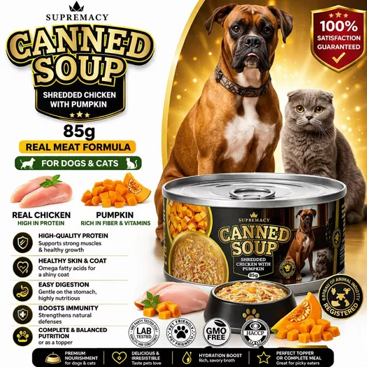 Product image - Canned Soup Shredded Chicken with Pumpkin for Dogs and Cats