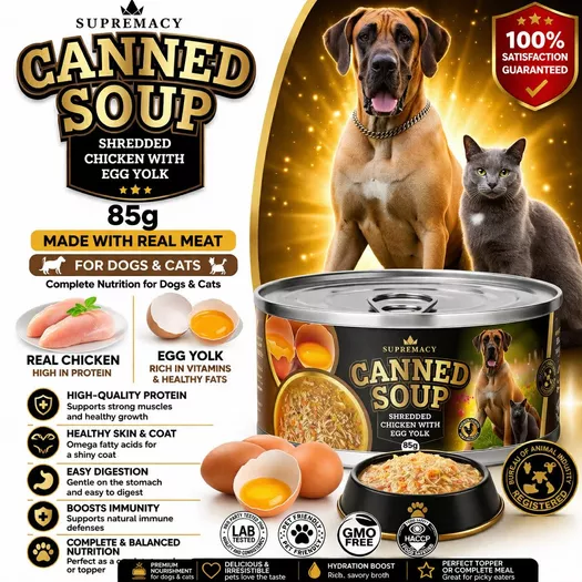 Product image - Canned Soup Shredded Chicken with Egg Yolk for Dogs and Cats