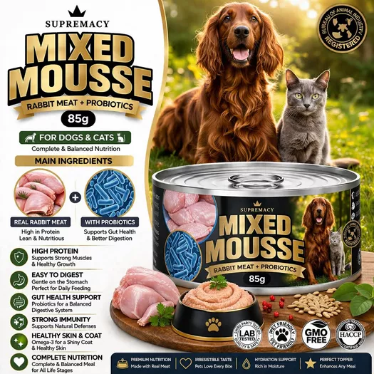 Product image - Mixed Mousse Rabbit Meat + Probiotics for Dogs and Cats