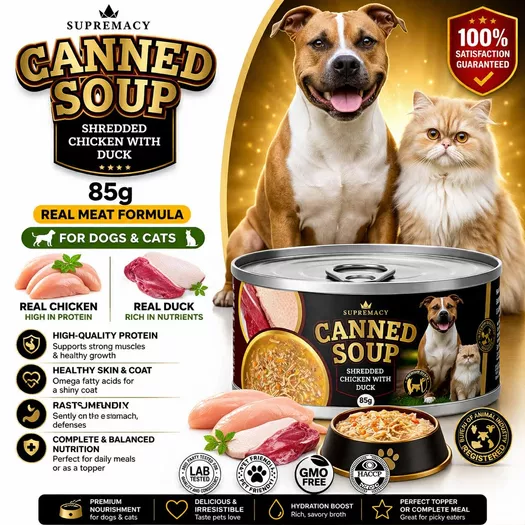 Product image - Canned Soup Shredded Chicken with Duck for Dogs and Cats