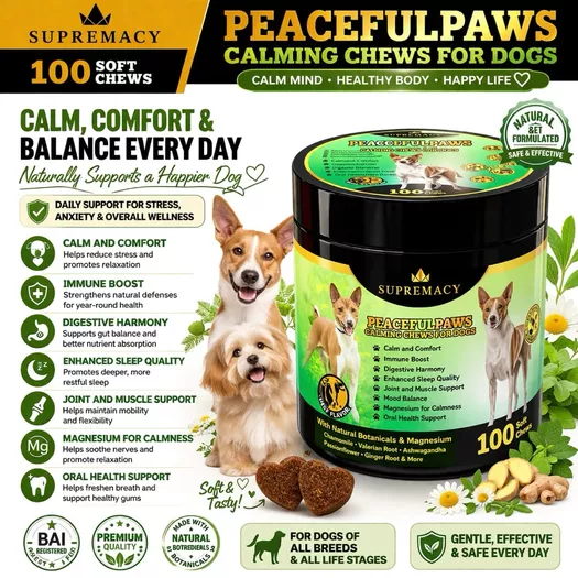 Product image - Peacefulpaws Calming Chewable Vitamins for Dogs