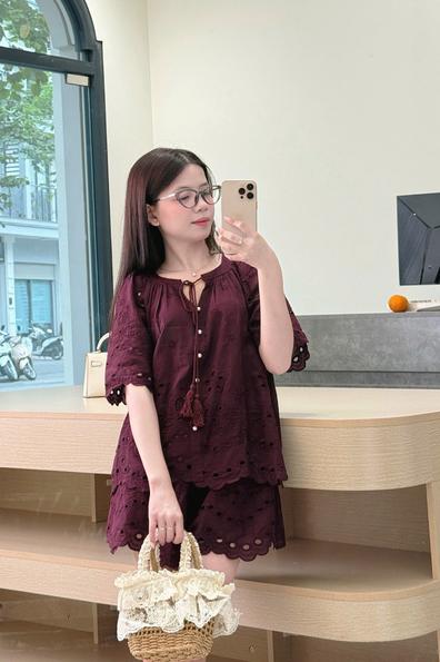 Product image - Set Bộ Thô Boi Tay Lỡ Nữ Tính Style Hàn Quốc