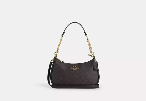 Product image - Teri Shoulder Bag In Signature Canvas Gold/Walnut/Black
