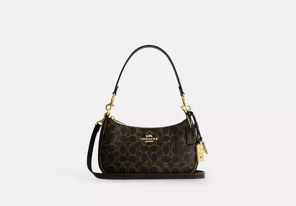 Product image - Teri Shoulder Bag In Loved Signature Canvas With Charms Gold/Brown
