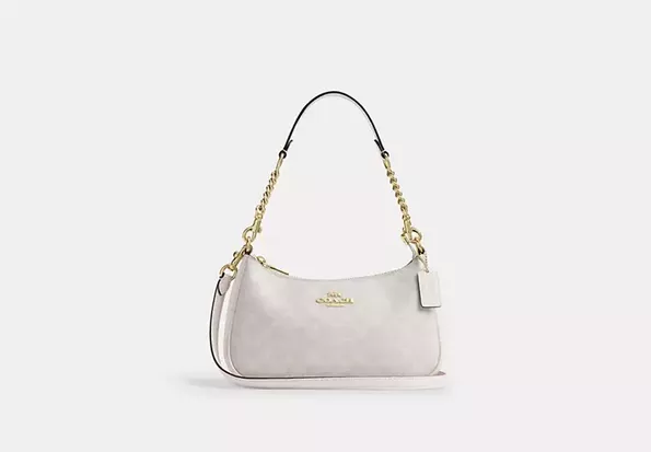 Product image - Teri Shoulder Bag In Signature Canvas Gold/White/Chalk