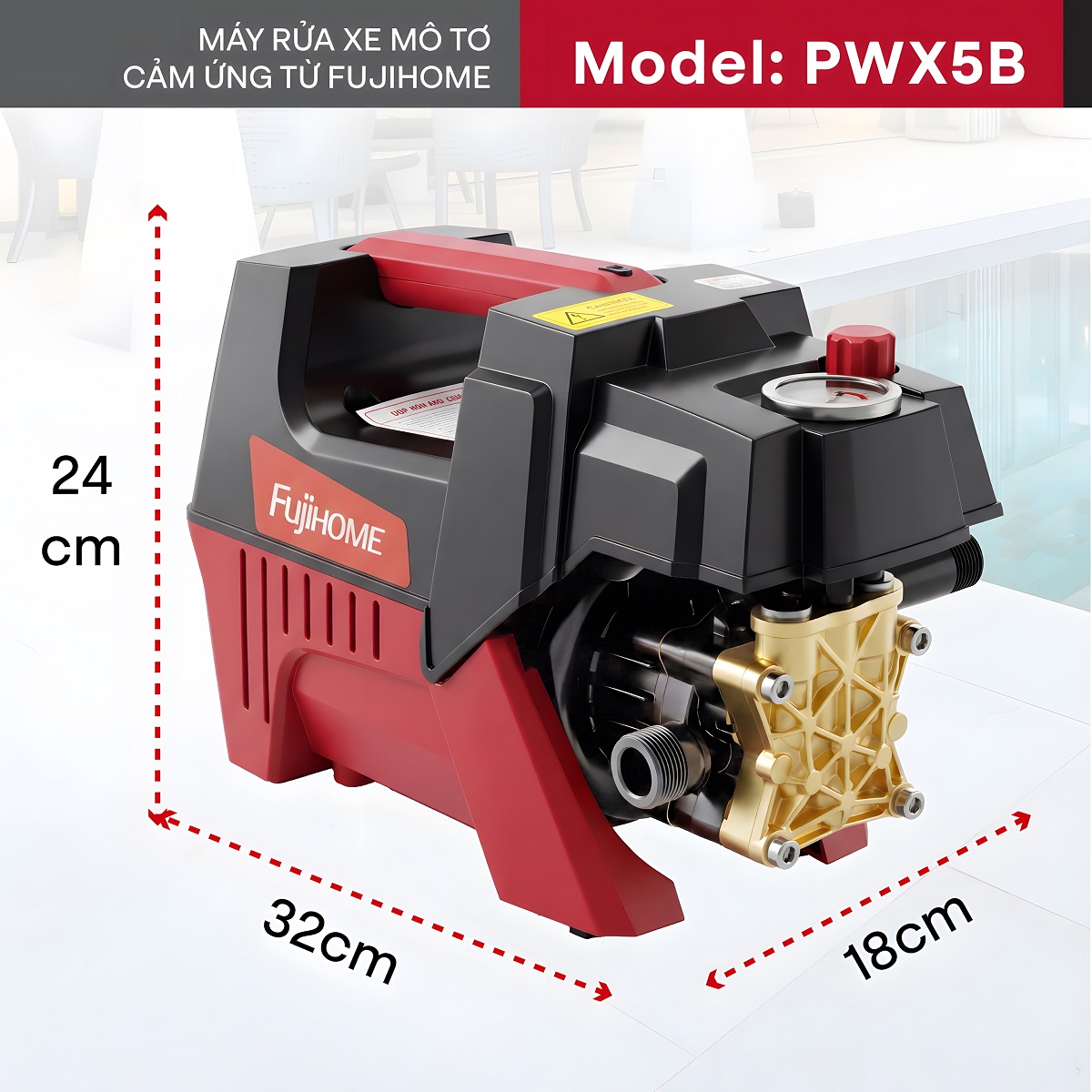 Máy rửa xe mô tơ cảm ứng từ FujiHOME PWX5B