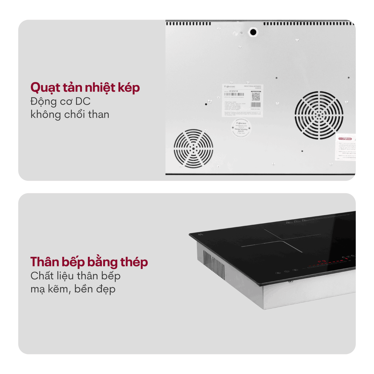 Bếp đôi từ và hồng ngoại Fujihome IC2519