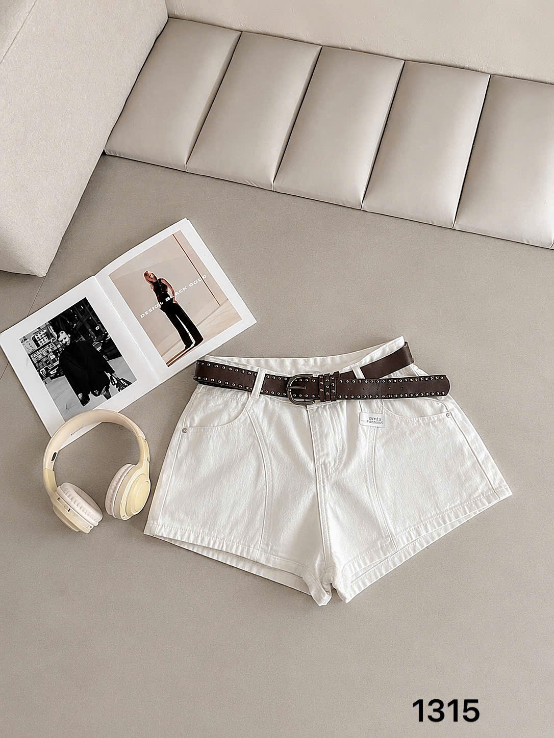 Quần short jean bigsize QSJ1315 màu trắng lưng cao dễ phối đi chơi và du lịch