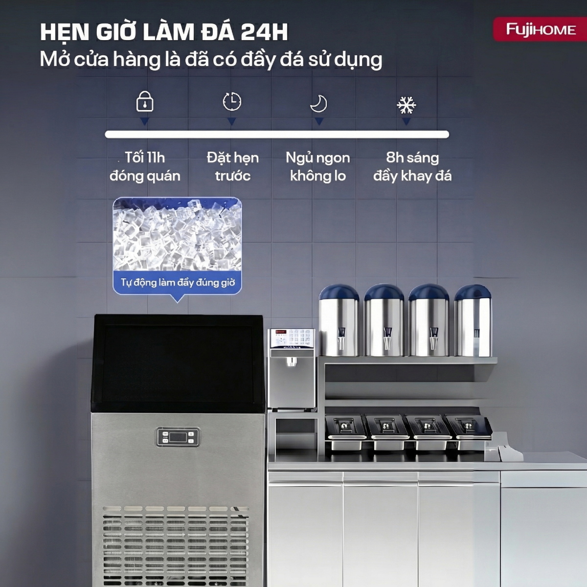 Mô tả bảng điều khiển model máy làm đá của FuJiHome