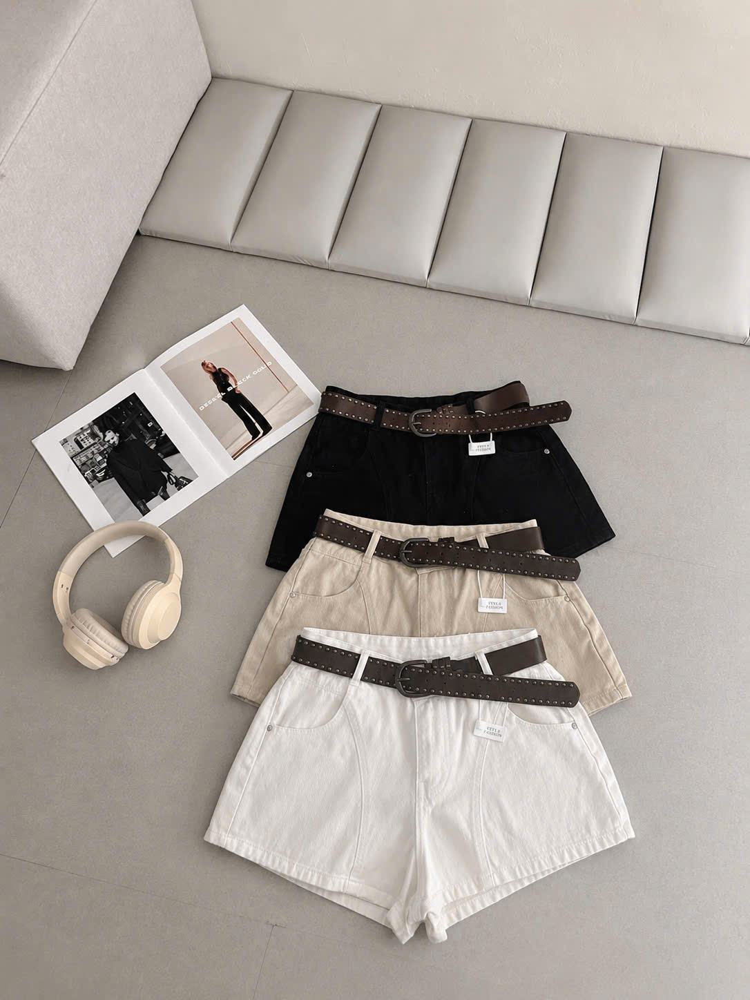 Quần short jean bigsize QSJ1315 màu đen lưng cao giúp gọn bụng cho người 55-90kg