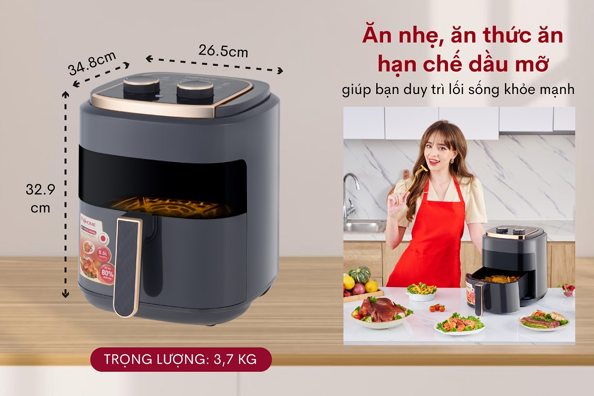 Nồi chiên không dầu Fujihome A5GG 5.5Lít