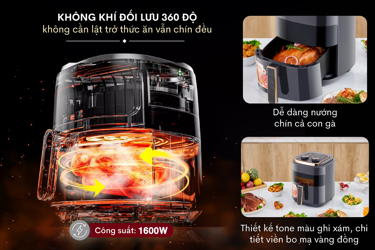 Nồi chiên không dầu Fujihome A5GG 5.5Lít
