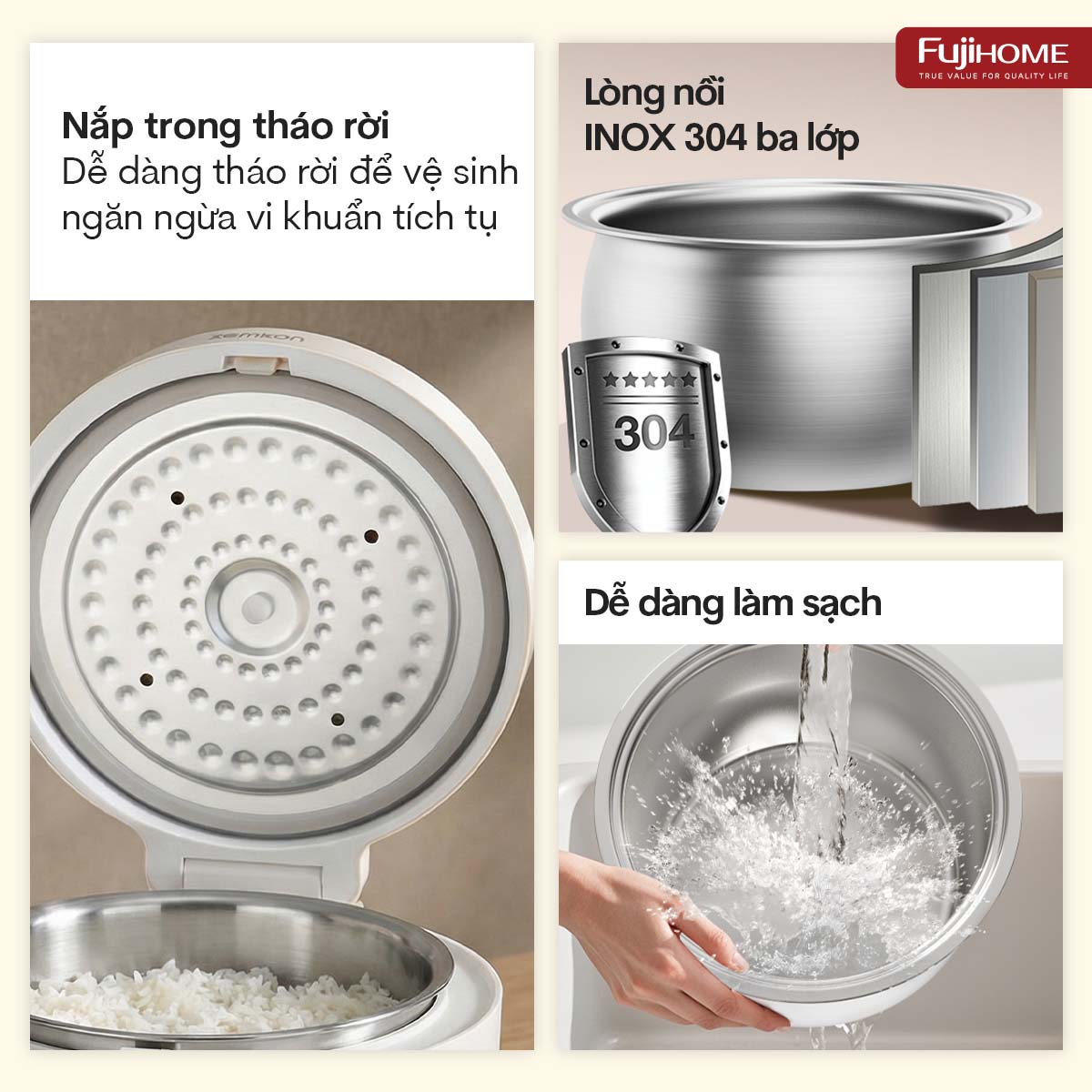 Nồi cơm điện Fujihome Inox LowSugar RC12LS