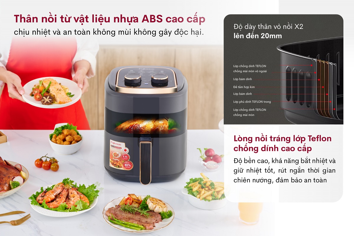 Nồi chiên không dầu Fujihome A5GG 5.5Lít