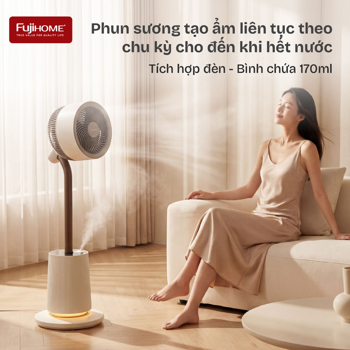 quạt tuần hoàn không khí thông mình điều khiển giọng nói Fujihome Luxury CFR01PRO-Voice