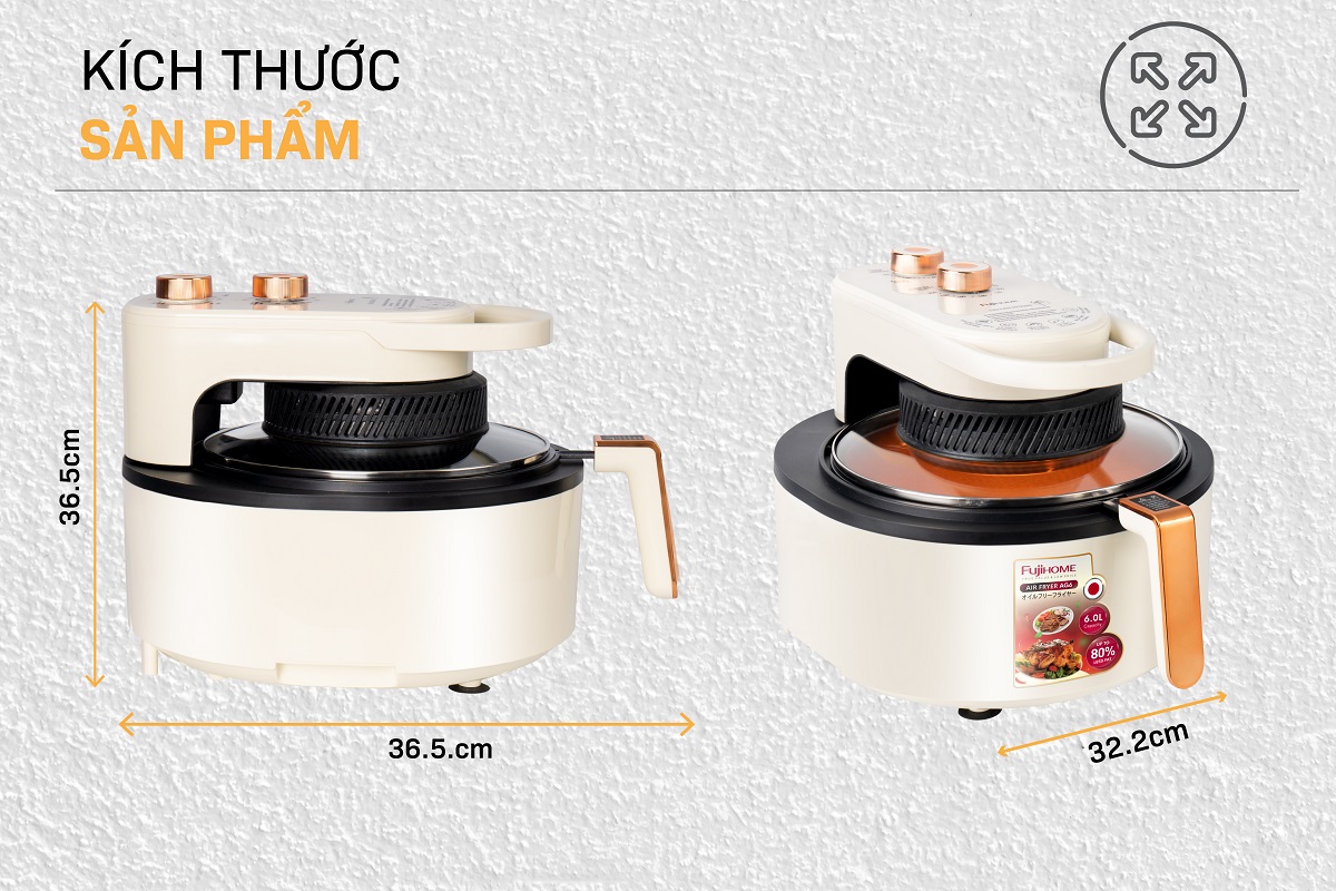 Nồi chiên không dầu Fujihome AG6 6Lít