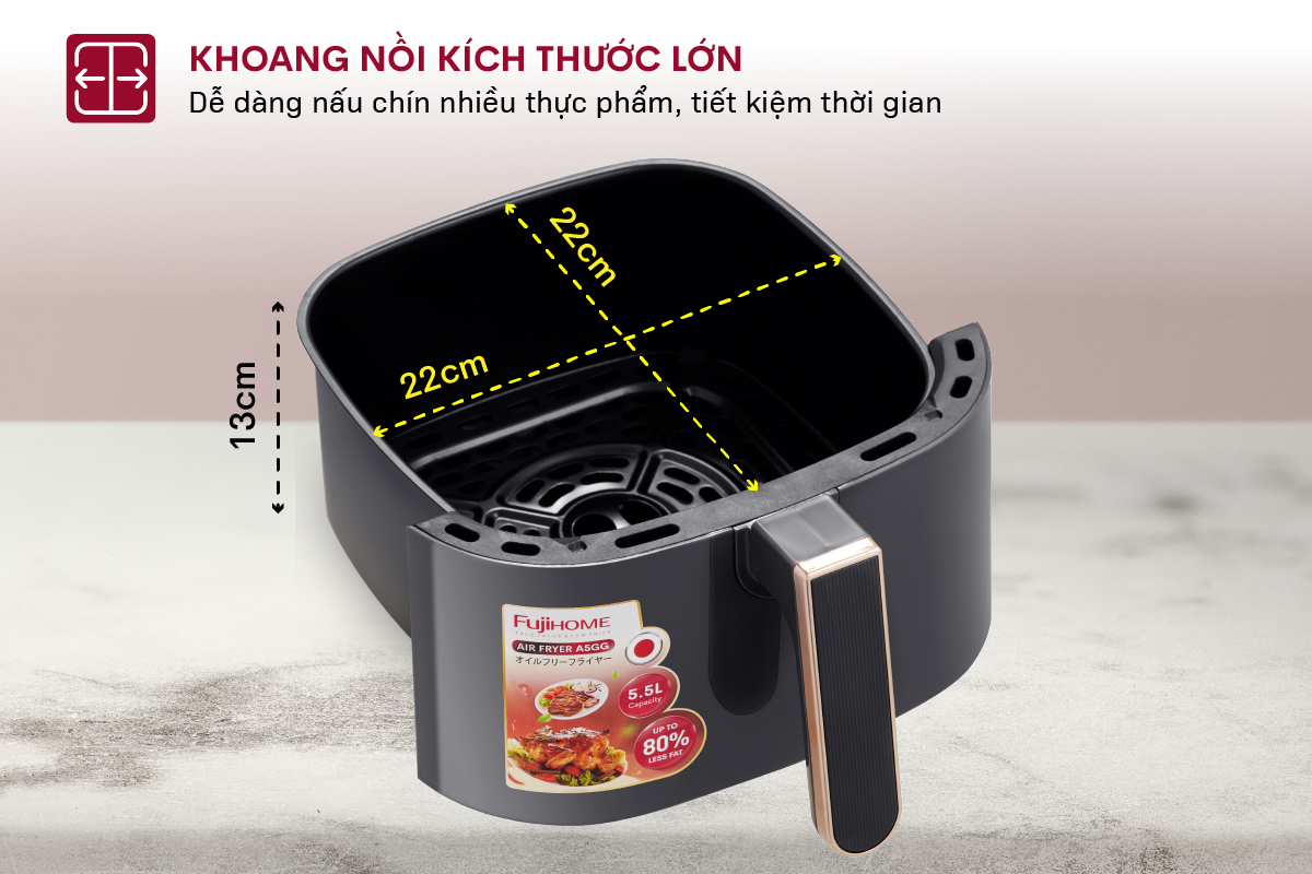 Nồi chiên không dầu Fujihome A5GG 5.5Lít