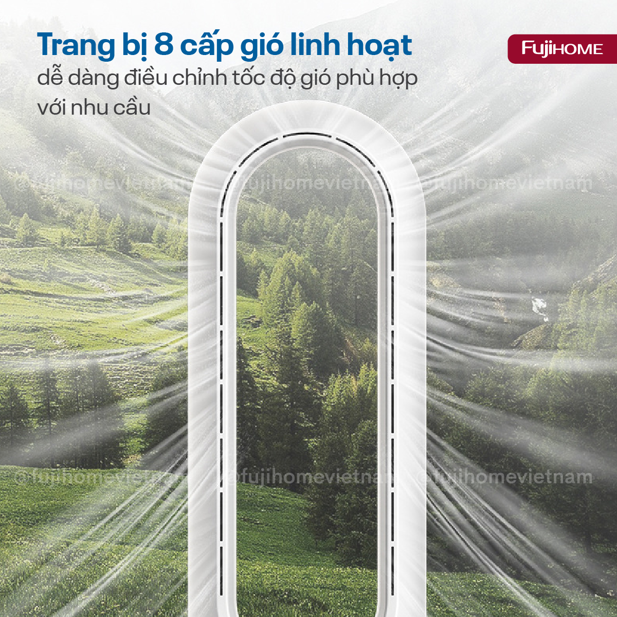 Quạt không cánh lọc không khí khử khuẩn Anion + UV kết nối WIFI Fujihome BF18