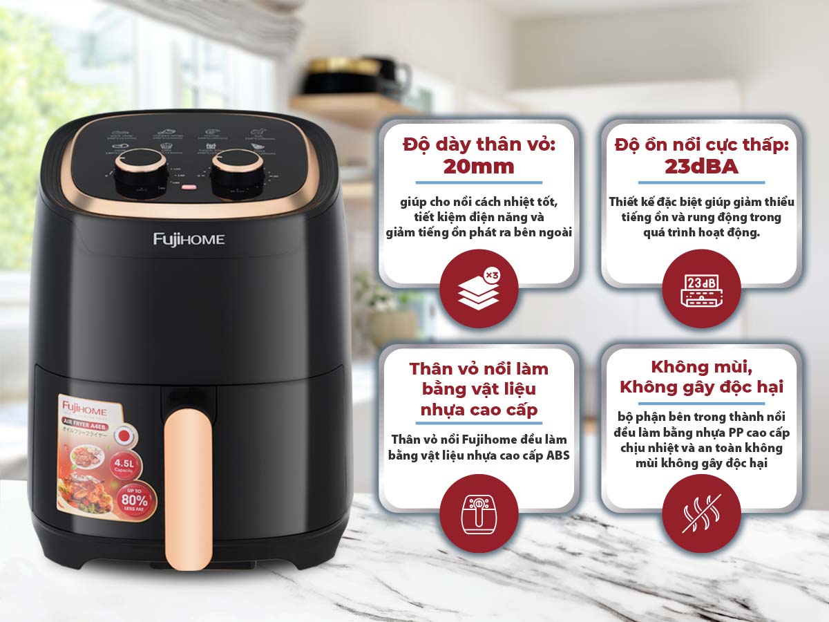 Nồi chiên không dầu Fujihome A4EB 4.5Lít