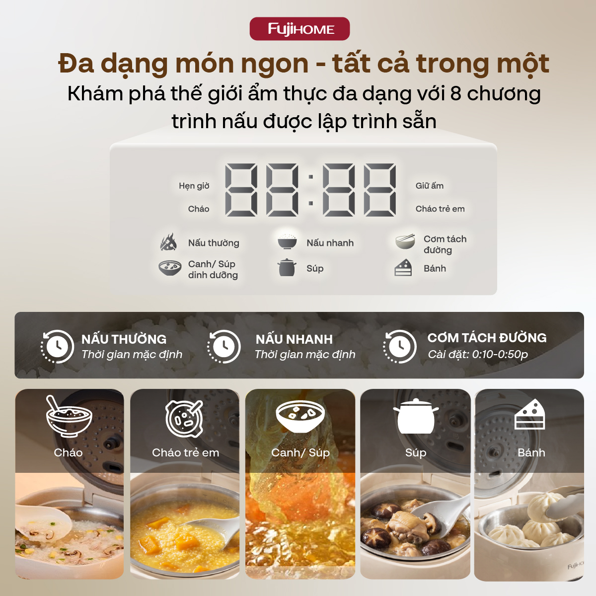 Nồi cơm điện Fujihome Inox LowSugar RC10ALS