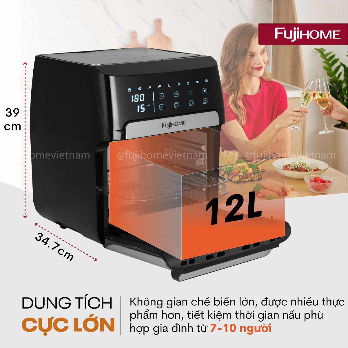 Nồi chiên không dầu Fujihome A12DB 12Lít