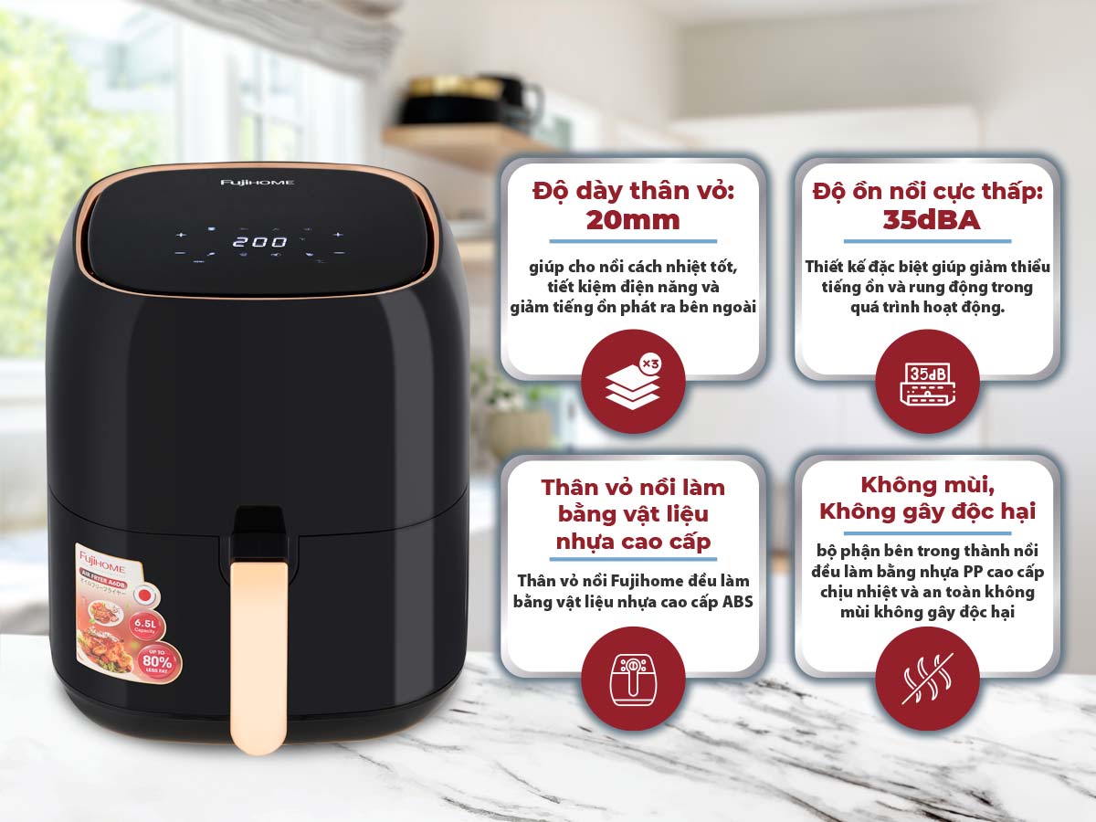 Nồi chiên không dầu Fujihome A6DB 6,5Lít