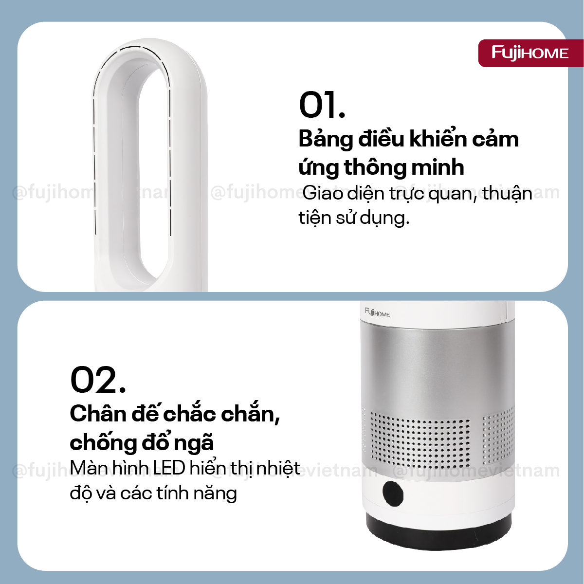 Quạt không cánh lọc không khí khử khuẩn Anion + UV kết nối WIFI Fujihome BF18