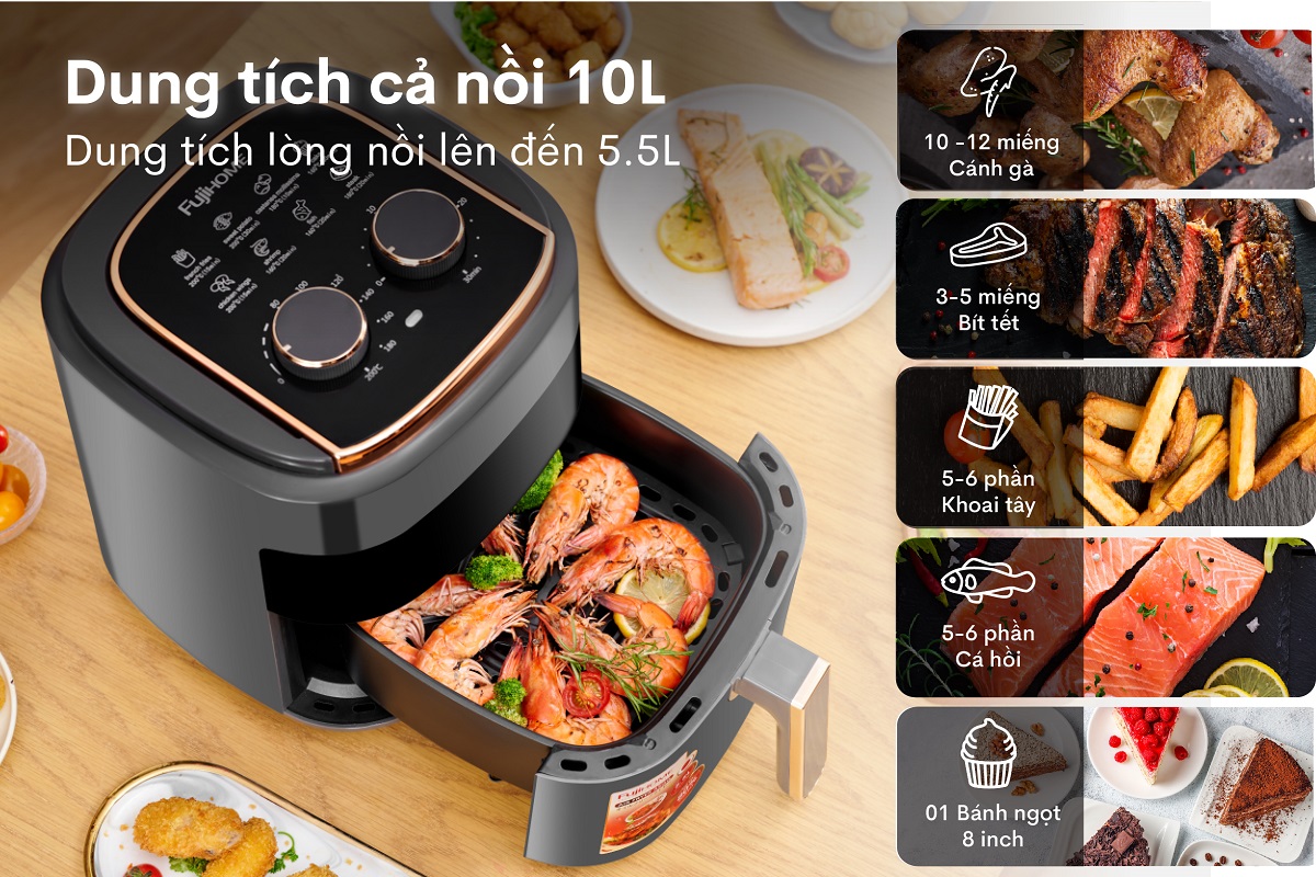 Nồi chiên không dầu Fujihome A5GG 5.5Lít