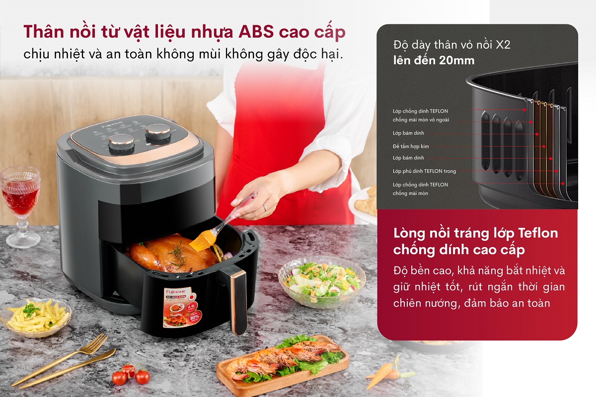 Nồi chiên không dầu Fujihome A6GG 6,5Lít