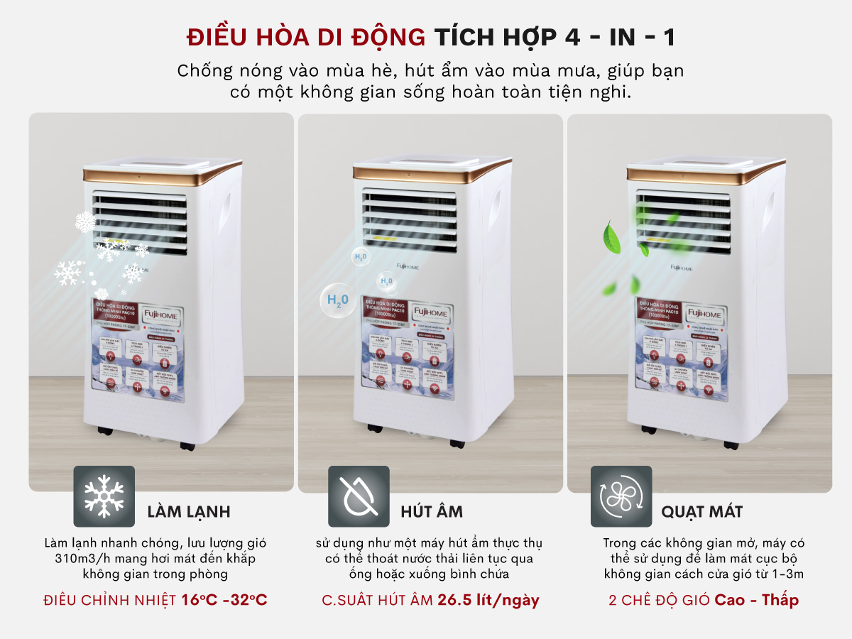 Máy điều hòa di động thông minh Fujihome PAC10