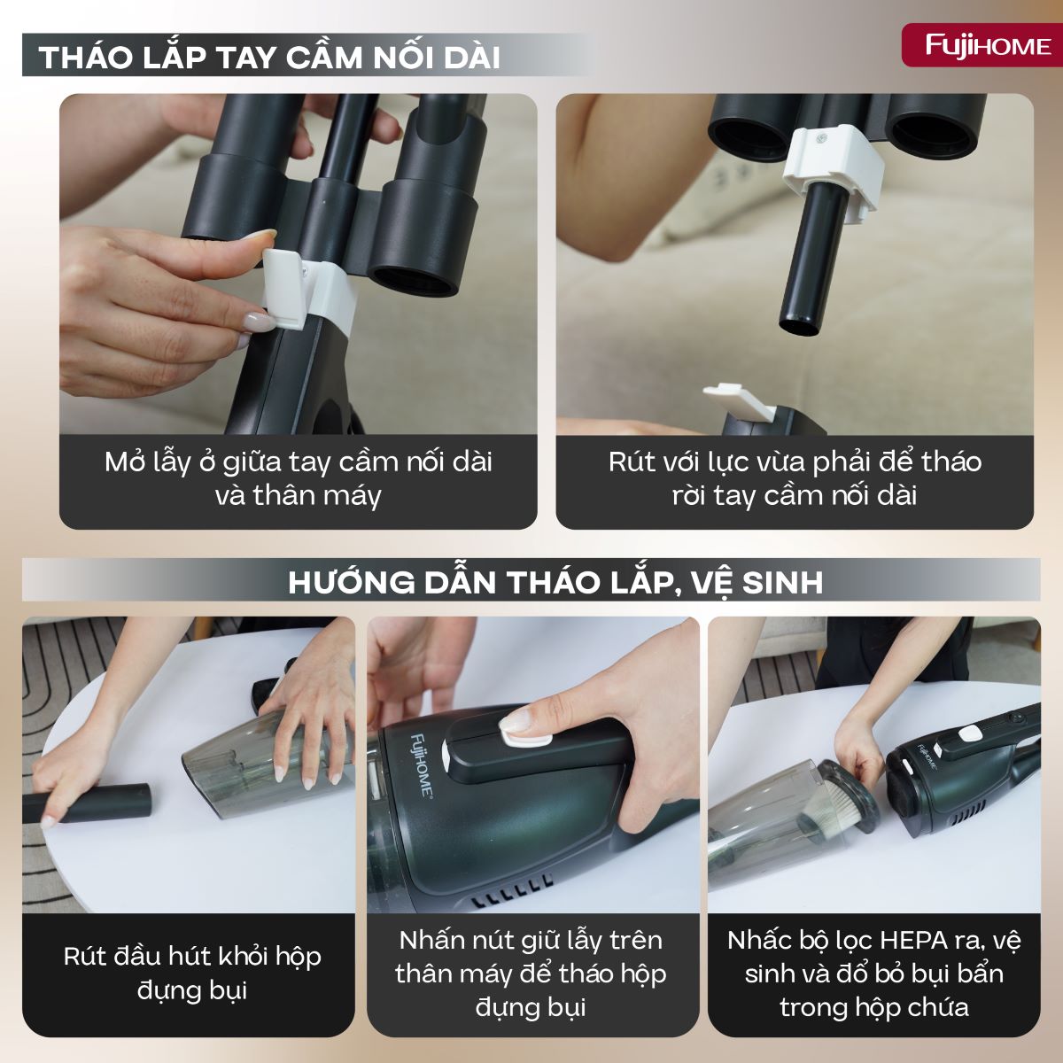 Máy hút bụi cầm tay Fujihome VC06