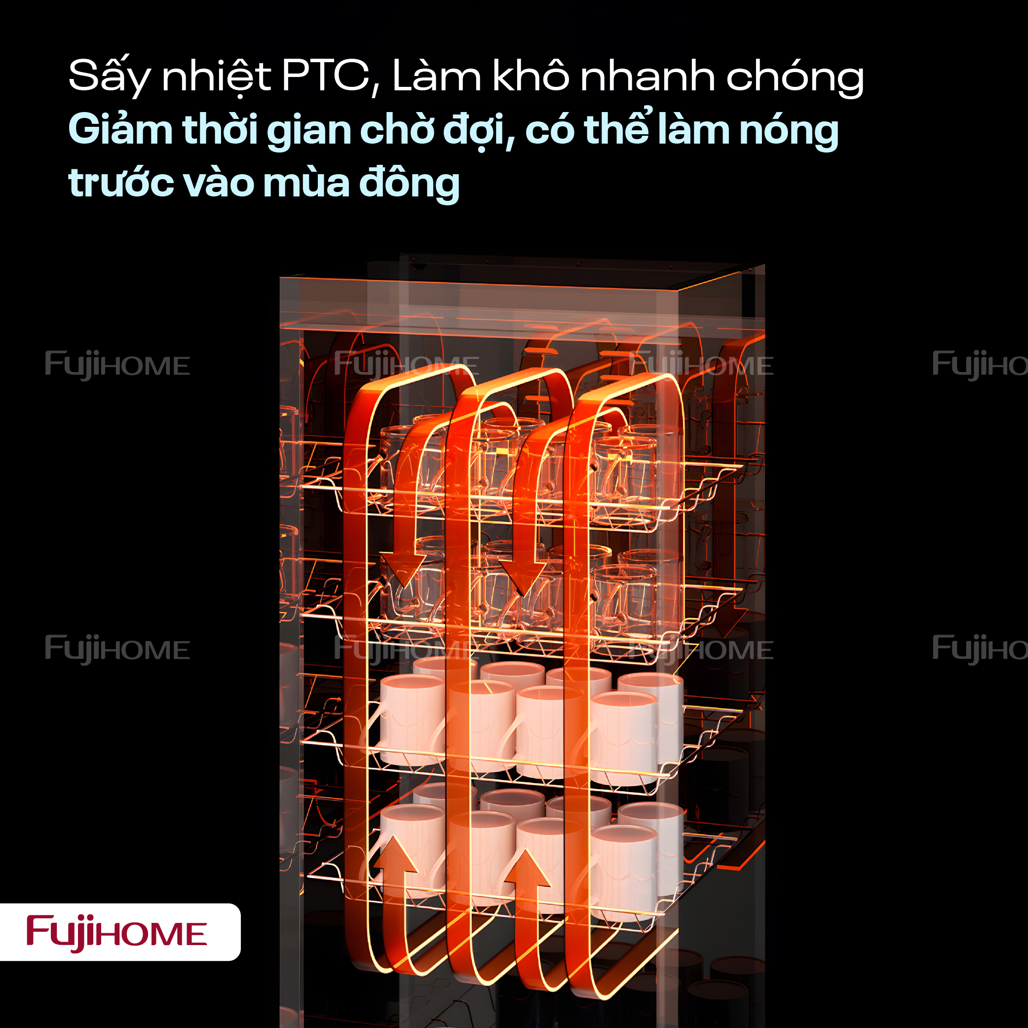 Tủ sấy khử khuẩn UV+Ozone fujihome DD180