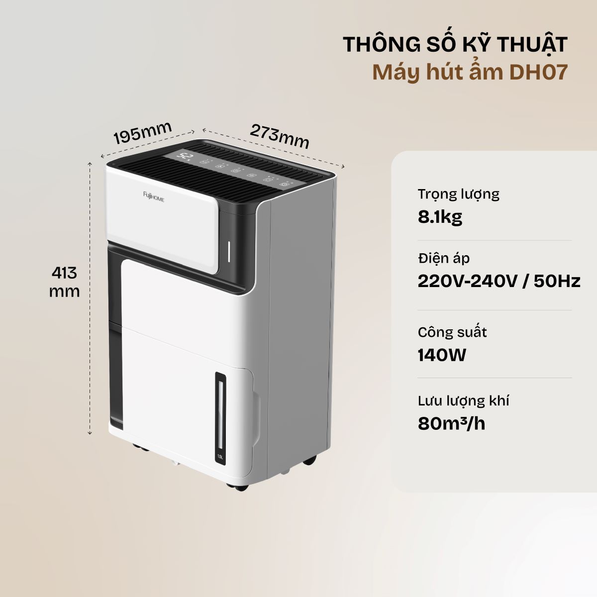 Máy hút ẩm dân dụng Fujihome DH07