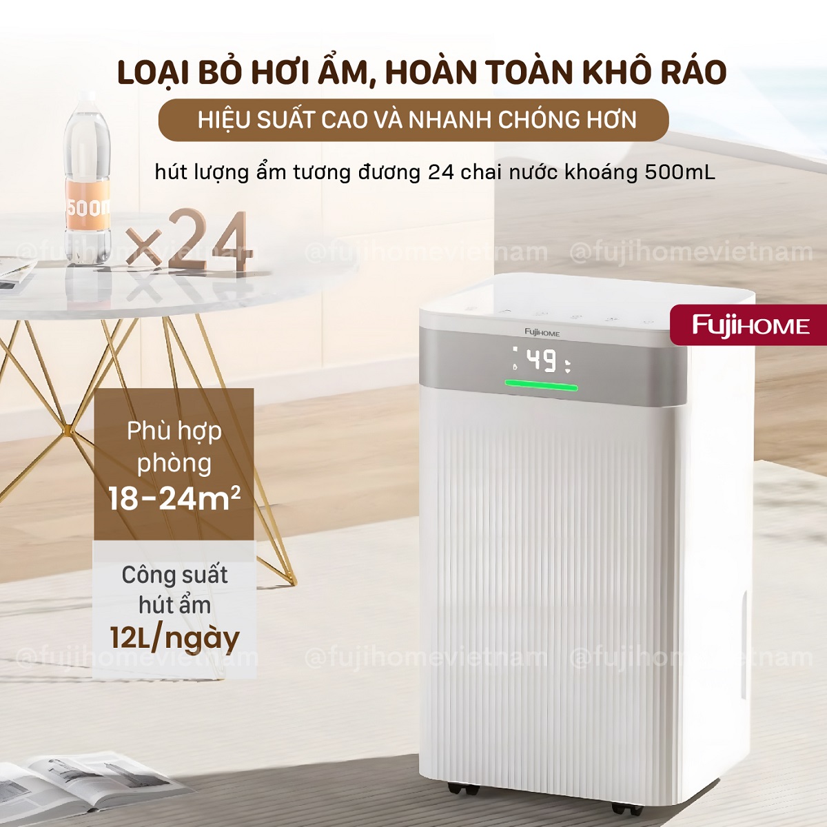 Máy hút ẩm dân dụng Fujihome DH12NW