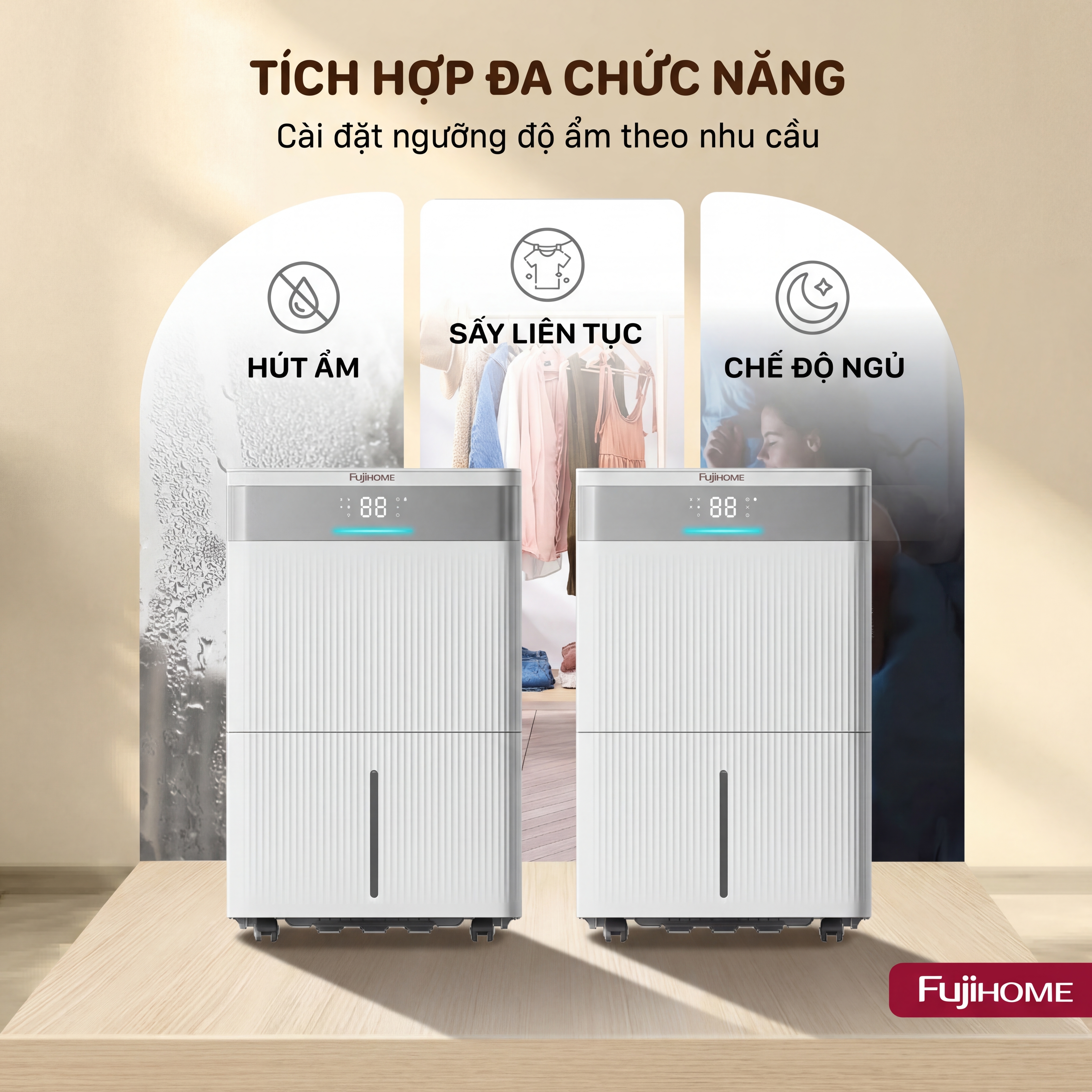 Máy hút ẩm dân dụng Fujihome DH30NW