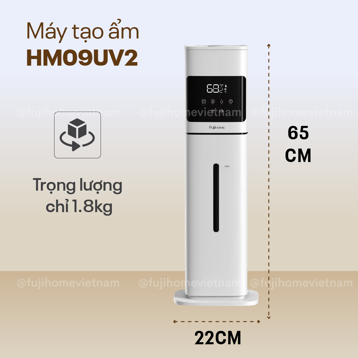 Máy Tạo Ẩm, Xông Tinh Dầu, khử khuẩn UV dung tích lớn Fujihome HM09UV2