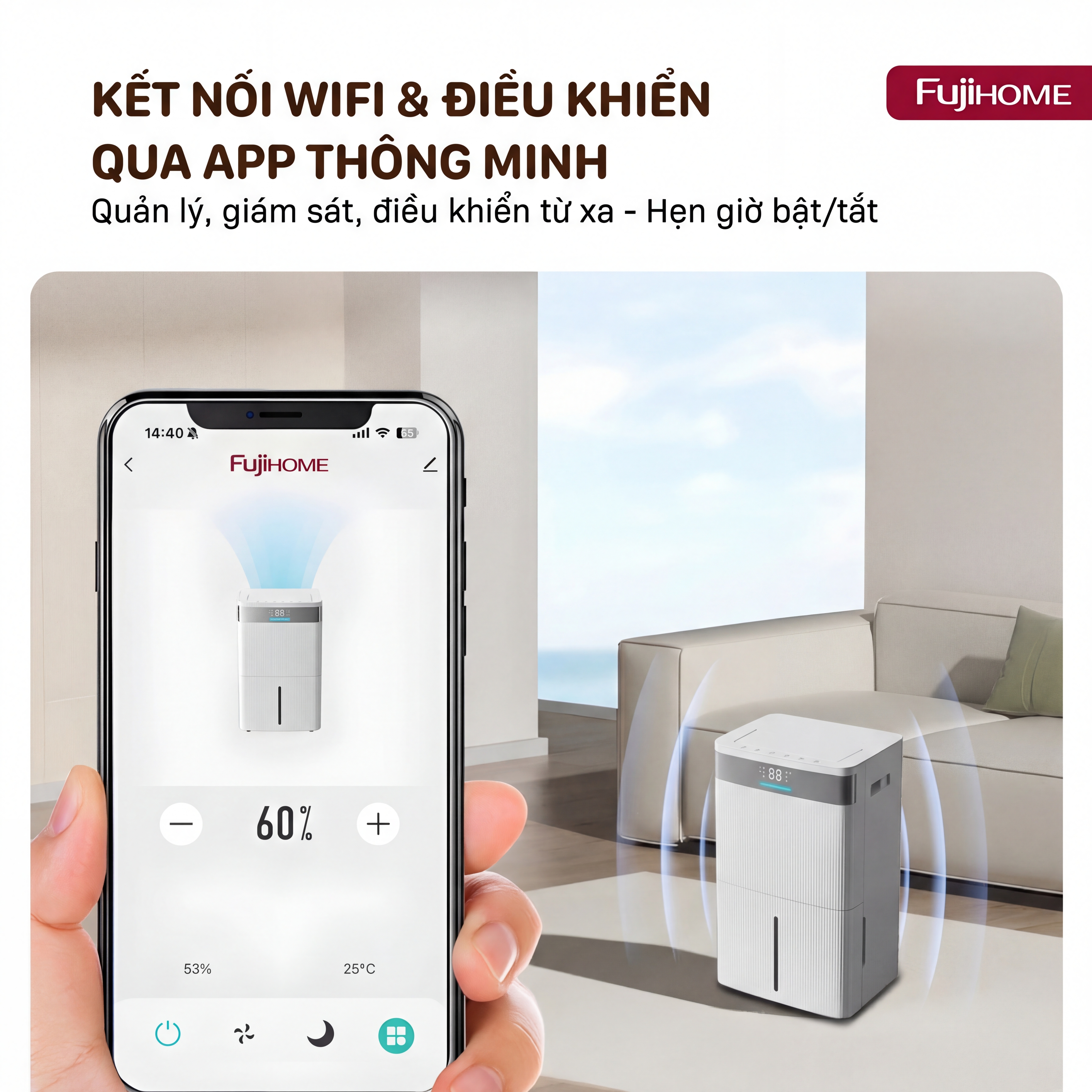Máy hút ẩm dân dụng Fujihome DH30NW