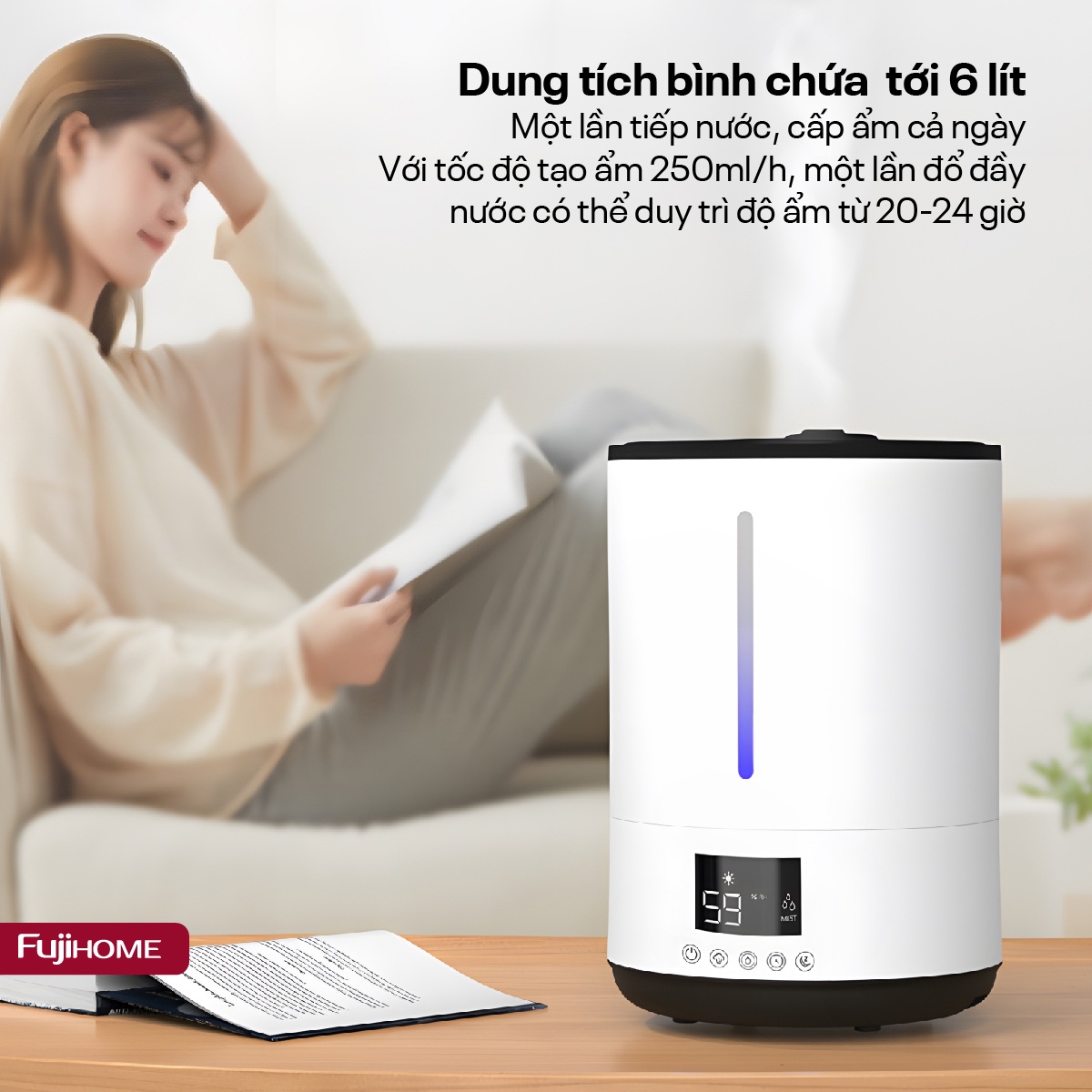 Máy Phun Sương Tạo Ẩm Xông Tinh Dầu Fujihome HM06E