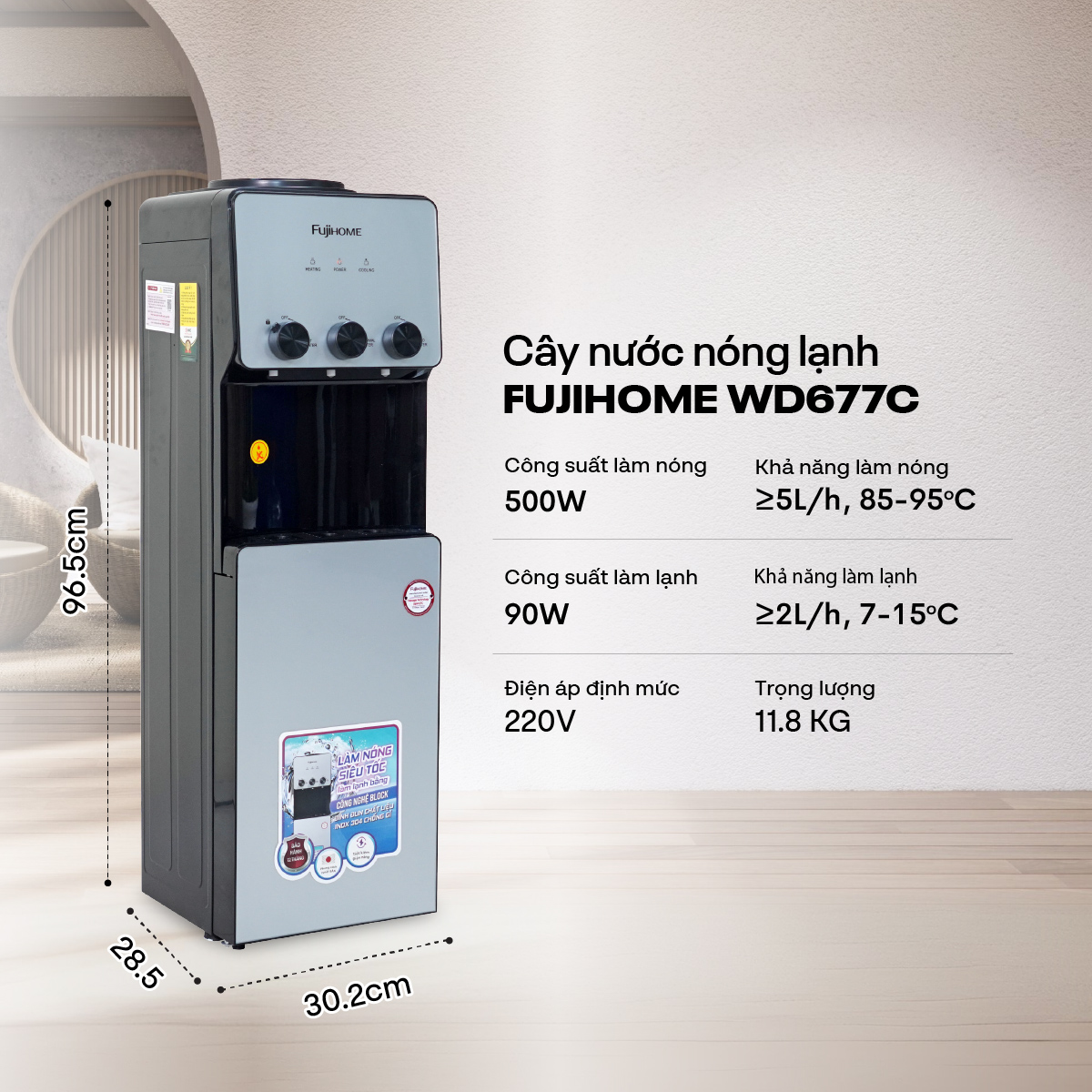Cây nước nóng lạnh Fujihome WD677C