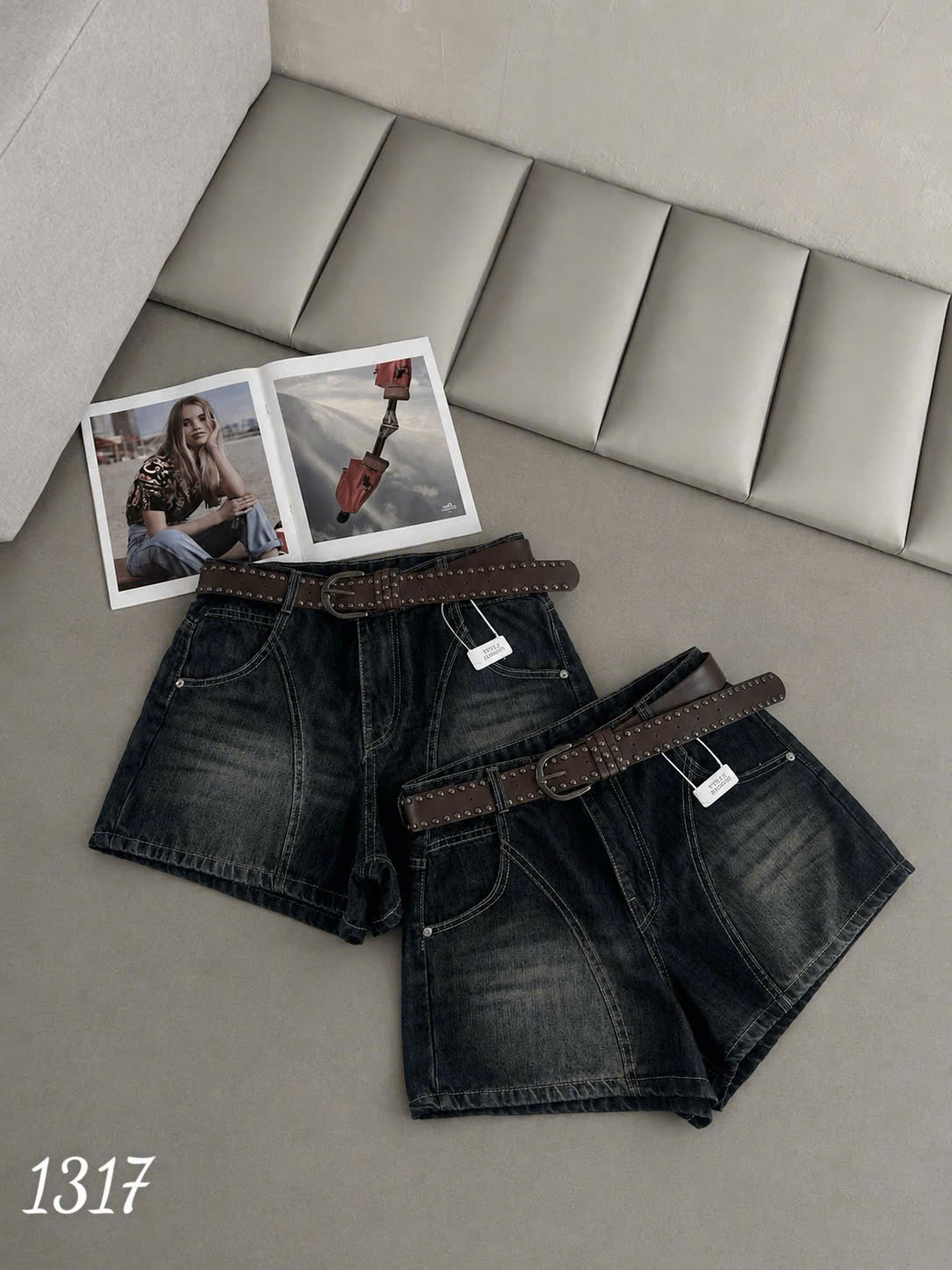 Quần short jean phối viền bigsize T-QSJ1317 màu xanh jean mặc thực tế cho nữ 55-90kg