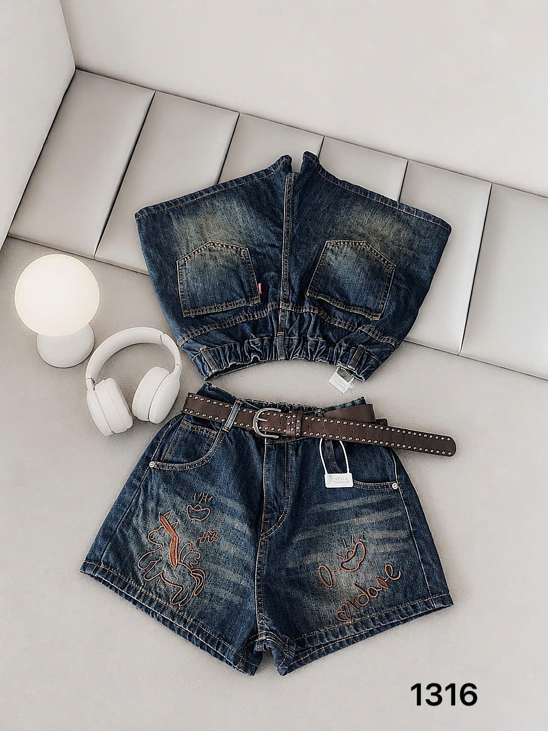 Chi tiết quần short jean thêu ngựa bigsize T-QSJ1316 trẻ trung dễ phối đồ