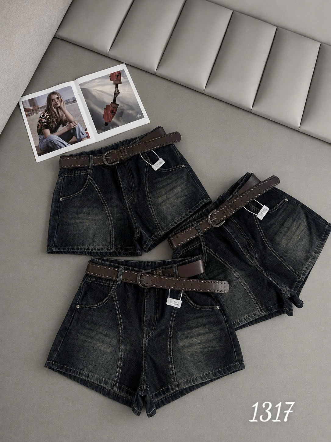 Quần short jean bigsize phối viền T-QSJ1317 giúp outfit nữ 55-90kg gọn và năng động hơn